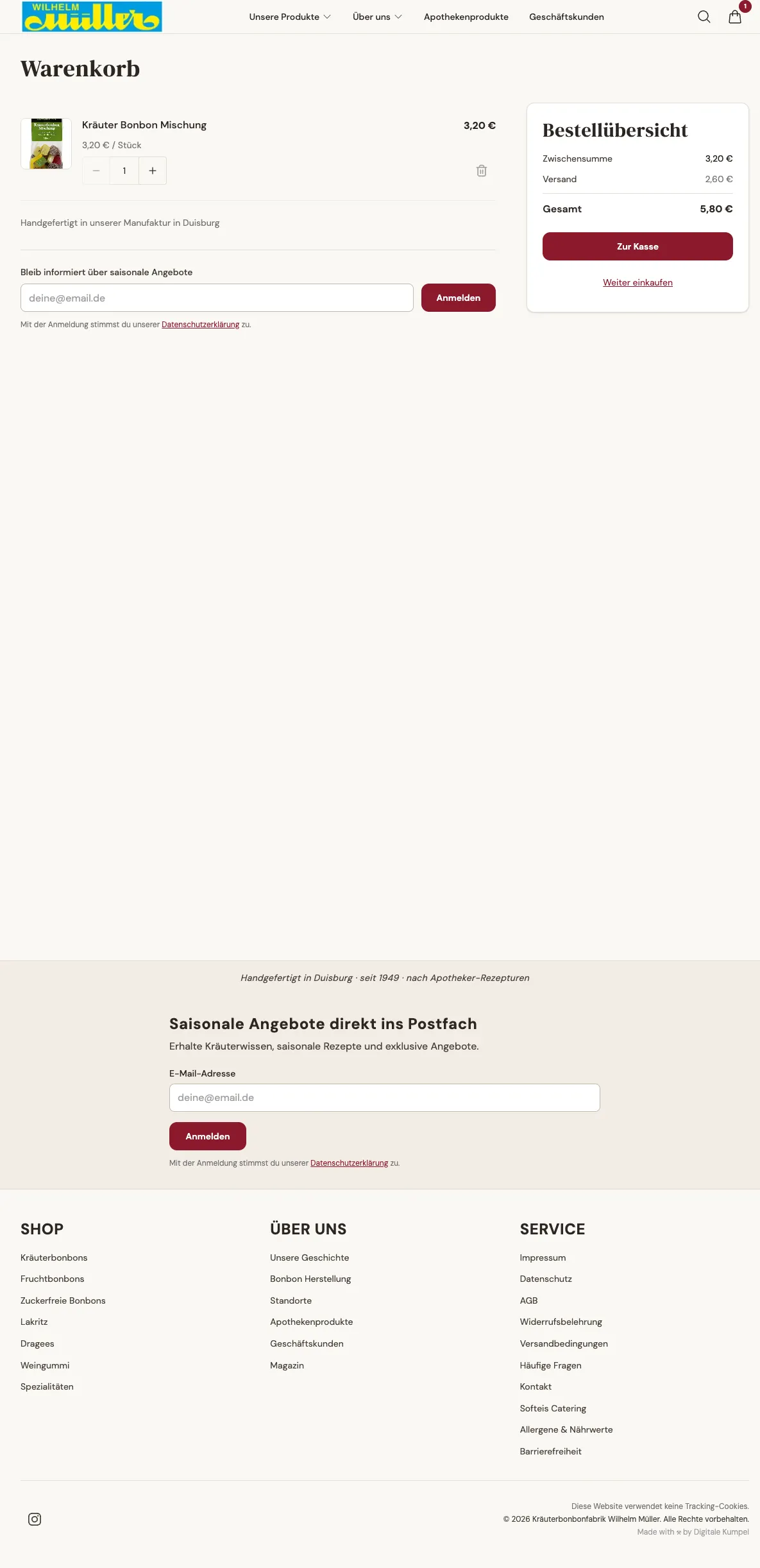 Der Checkout-Prozess — Suspense nur um den dynamischen Warenkorb, nicht um den gesamten Inhalt