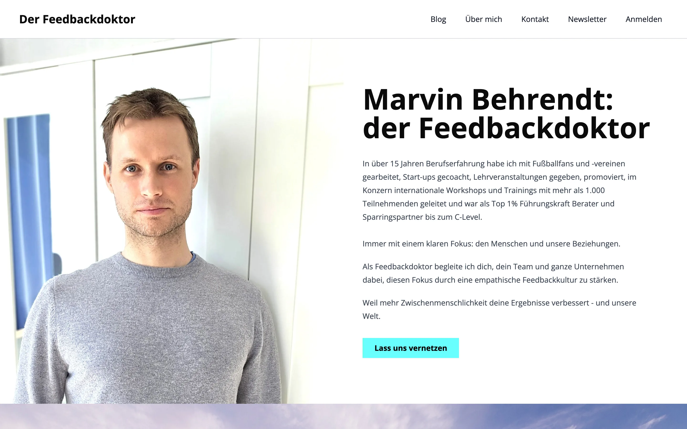 Feedbackdoktor: Kopfbereich der Website in der Desktop-Ansicht