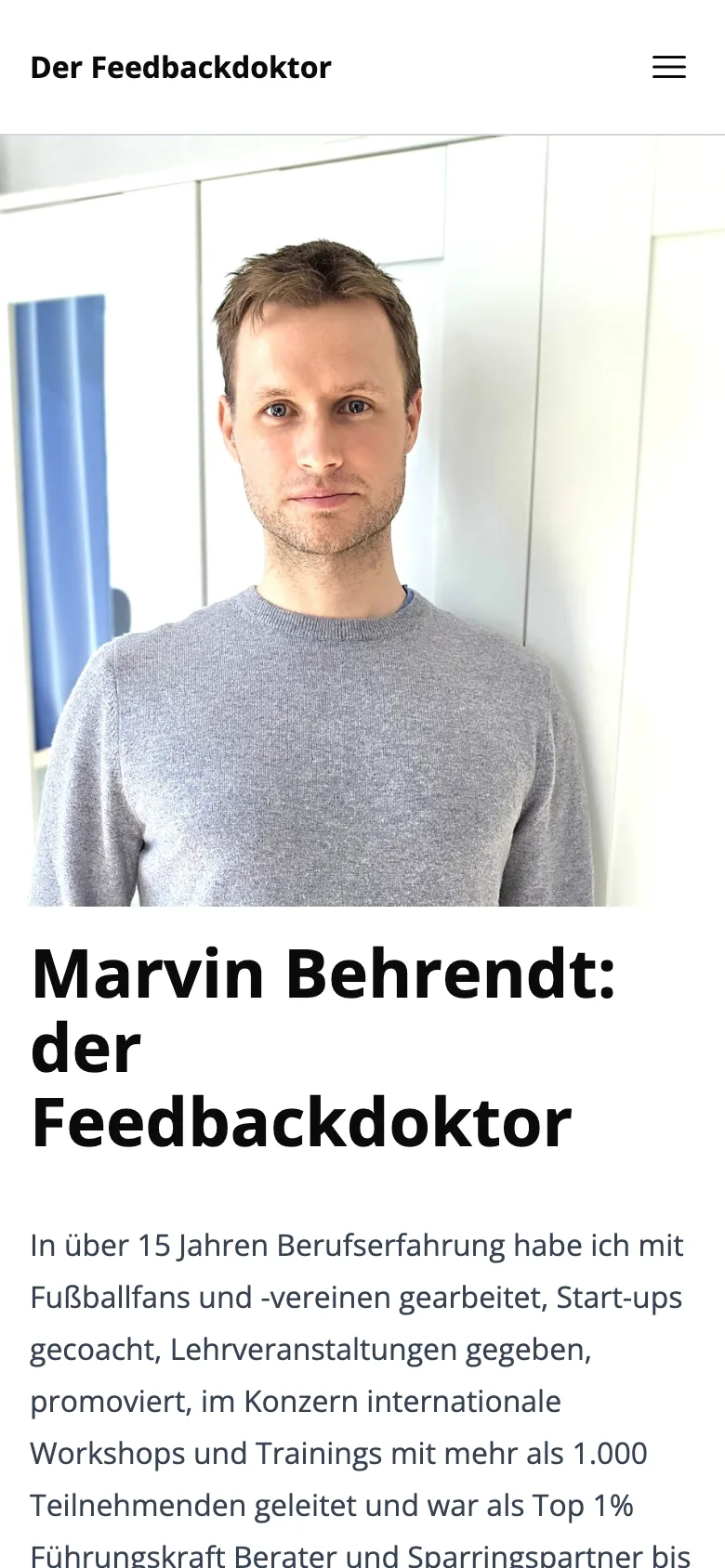 Feedbackdoktor: Kopfbereich der Website in der Mobil-Ansicht